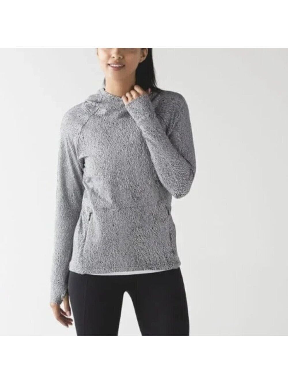 Lululemon Ready To Rulu Hoodie Running Luon Spray Jacquard Black White Sz 6